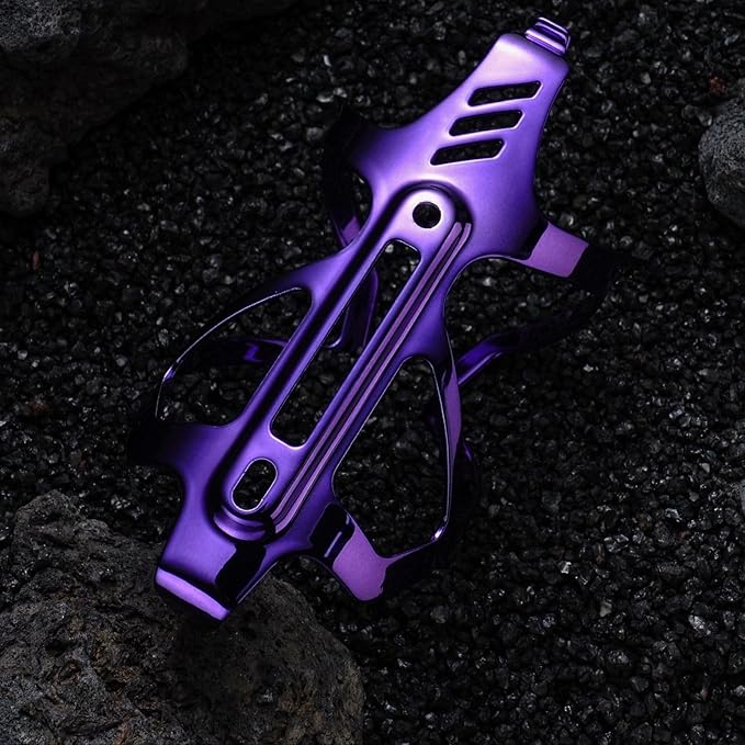 Corki Cycles Heavy Duty Bike Water Bottle Holder, Lightweight Purple Water Bottle Cage Shockproof Design for Road Mountain Gravel Bikes, Holds 18-30 oz, 1-Pack Aluminum Alloy
