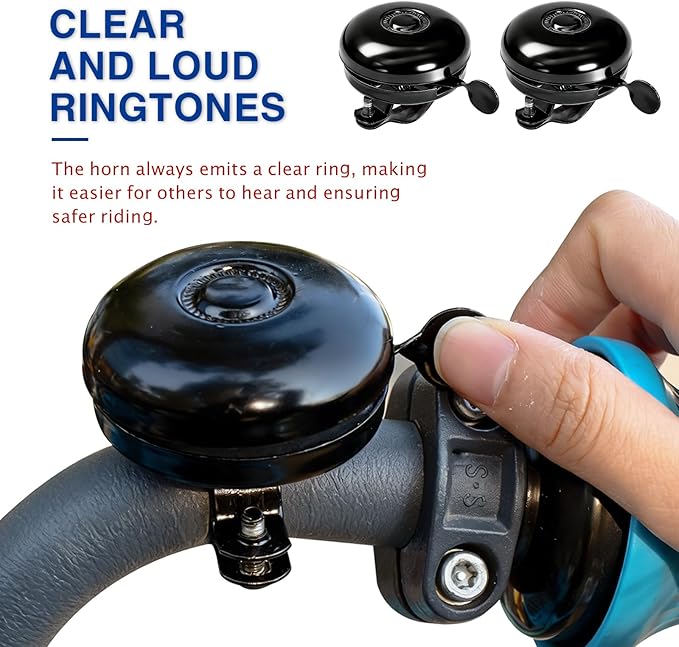 Mini Metal Bike Bells, 2 PCS Zinc Alloy Classic Bicycle Bell for Adult Bikes Resounding Bike Horn Fully Loud Ringing Sound, Easy Installation, Bicycle Accessories