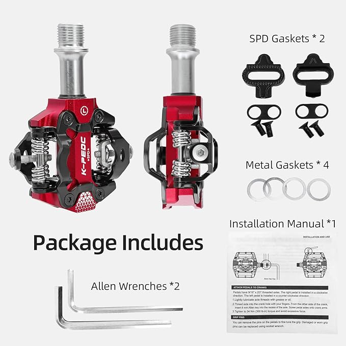 Compatible Clipless MTB Mountain Bike Pedal Dual Sided Lightweight Aluminum 9/16″ Platform Bicycle Pedals with Cleats for Road