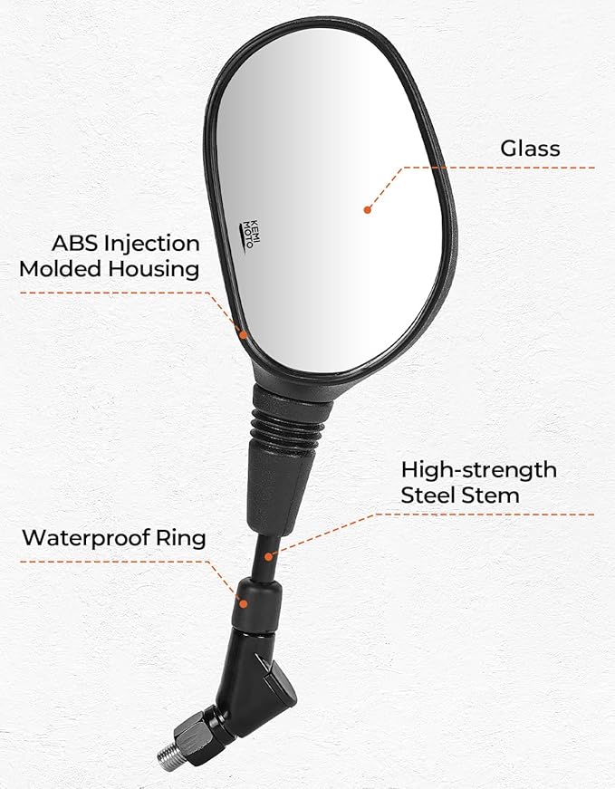 KEMIMOTO ATV Mirrors Multi-angle Adjustable 10MM Motorcycle Mirrors Side Rearview for 7/8" Handlebar Compatible with ATV Dirt Bike Scooter Snowmobile