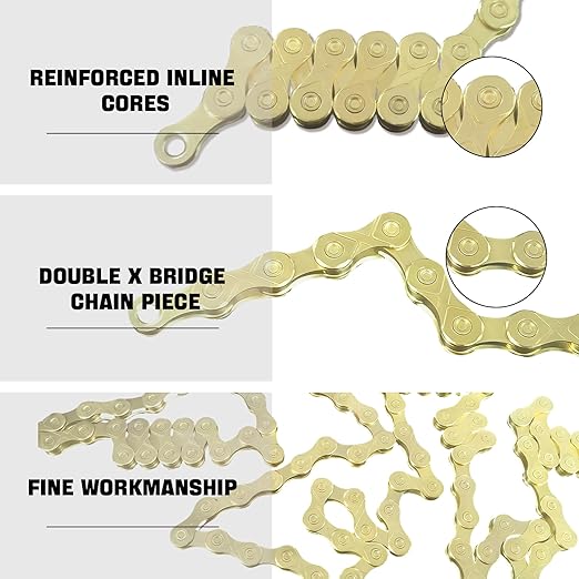 6/7/8/9/10/11/12 Speed Bike Chain – High-Strength, Durable & Smooth-Shifting for Road/Mountain Bikes (Gold-12-Speed)