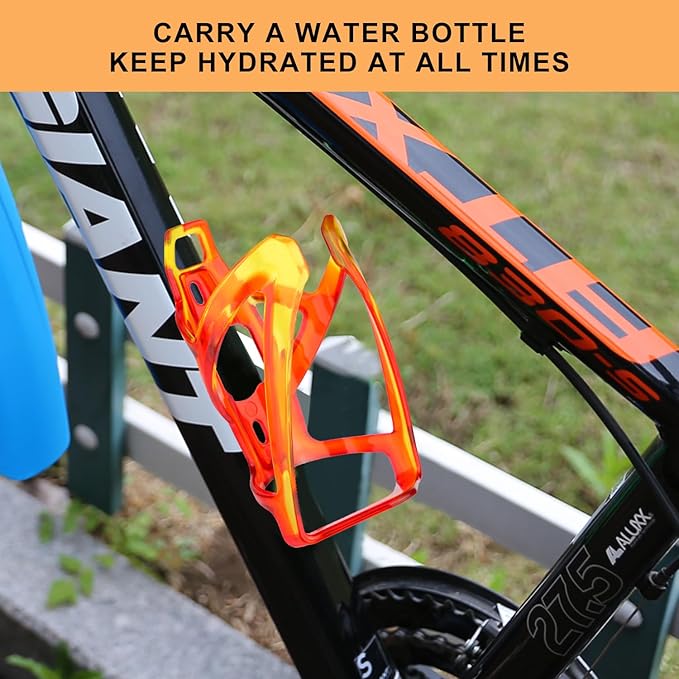 Bike Water Bottle Holder with Screws Lightweight Cycling Bicycle Water Bottle Holder for Road, Mountain Bike (Red Yellow)