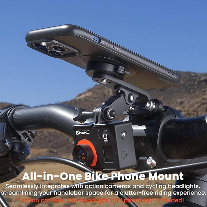 sincetop Bike Phone Holder, Aluminum Out-Front Bicycle Stem/Handlebar Phone Mount - 1S Quick Lock and Release Bicycle Phone Holder Universal for MTB Road Mountain Bikes, Action Cameras, Bike Lights