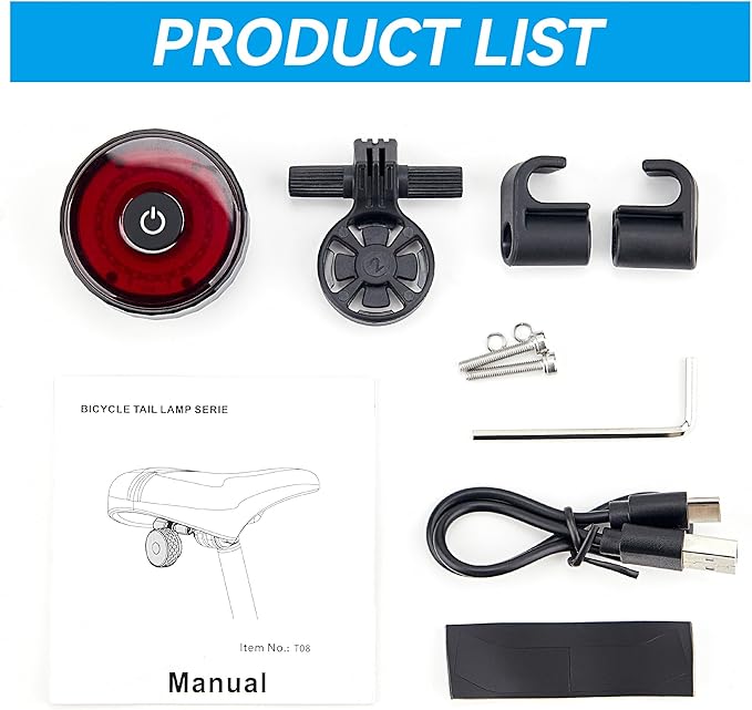 Bike Tail Light with Tracker, GPS Tracker(Work with Apple Find My,iOS Only),Type C USB Rechargeable 5 Light Modes, IPX6 Waterproof,Bicycle Taillight Road Mountain Night Riding Cycling Safety Flash