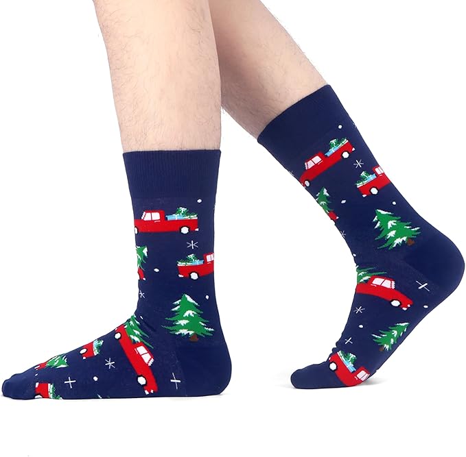WeciBor Men's Dress Funny Crazy Colorful Novelty Combed Cotton Crew Socks 12 Pack - Size 7-10/10-13/13-15