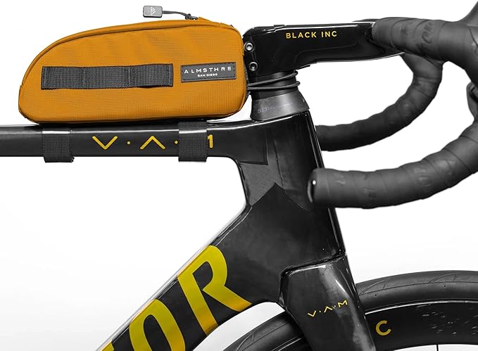 ALMSTHRE Top Tube Bag 8'' x 2'' x 3'' | Waterproof, Secure & Stable – Universal Bike Storage with Versatile Mounting – Fits Essentials | Adventure-Ready Cycling Gear