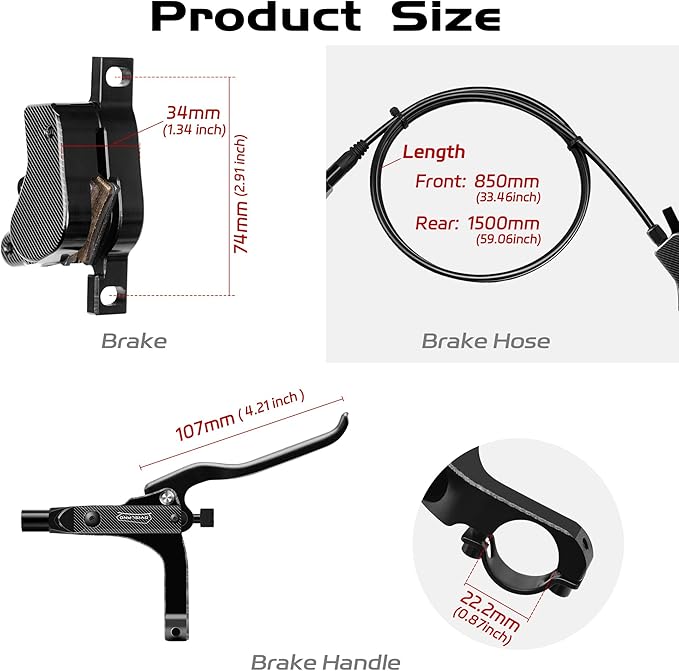 SD-230X MTB Hydraulic Disc Brake Set 2-Pistons/4-Pistons,Aluminum Front and Rear Two-Finger Brake levers,Brake Kit for Mountain Bike