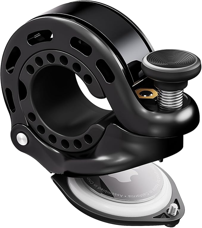 RAVEMEN Q2 Bike Bell Compatible with AirTag, Loud Hidden Bicycle Bell for Adults and Kids, Fit 0.87''/22.2, 1''/25.4, 1.25''/31.8mm Handlebars