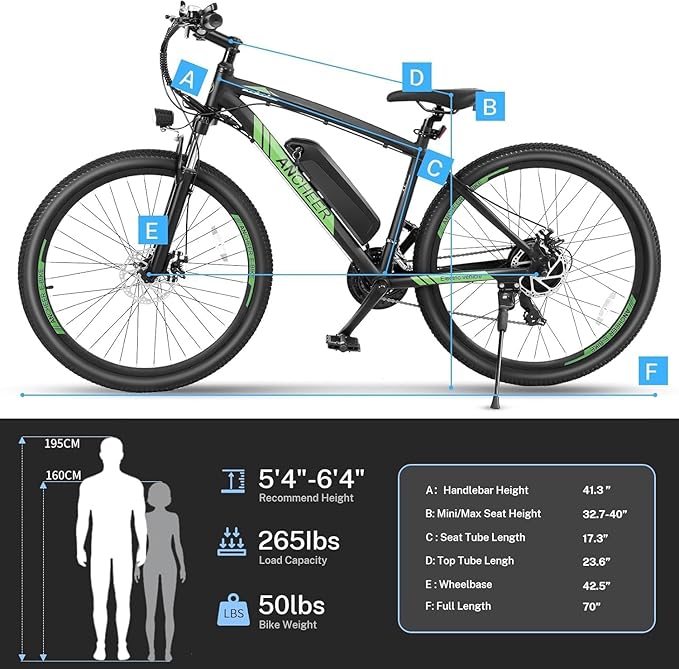 ANCHEER Electric Bike for Adults, Peak 750W Ebike, 3 Hours Fast Charge, 60 Miles Electric Bicycle with 48V/499Wh Battery, 27.5 ''Hummmer Electric Mountain Bike with LCD Display, 21/24 Speed | Peak 750W, Ebike, 3 Hours Fast Charge, 60 Miles, Electric Bi...