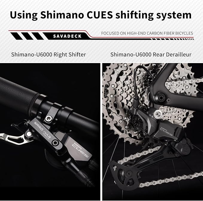 SAVADECK Carbon Gravel Bike - T800 Carbon Frame & Fork | Shimano U6000 11-Speed Groupset | Hydraulic Disc Brakes | 700CX40mm All-Terrain Tires | Men & Women Road/Off-Road Bicycle