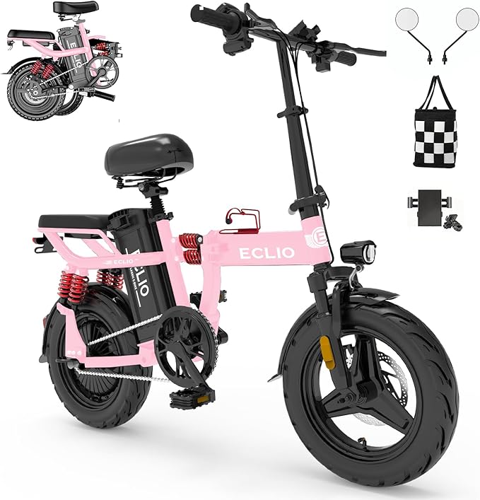 Folding Electric Bike for Adults, 800W Peak Motor 25MPH, Ebike with 48V 14Ah Removable Battery, 35-55 Miles Range, 14'' Adults Electric Bicycles for Men Women Commuter UL 2849 Safety Standard