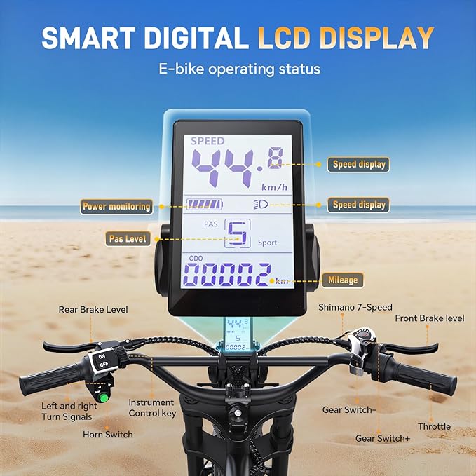 Electric Bike for Adults-3000W/5000W Peak, 60V 32/36AH Battery, 40/45MPH 100 Miles Long Range Ebike, Fat Tire 20Inch, 7-Speed Hydraulic Brake, Electric Dirt Bike Snow Commuter