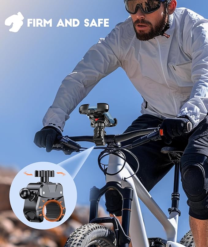 2026 Upgrade Motorcycle Phone Mount [Heavy-Duty Clamp & 360° Rotation], Super Stable Bike Phone Holder for iPhone 17/16/15/14 & 4.7-6.8" Phone, Phone Holder for Bike/Bicycle/Motorbike/Scooter