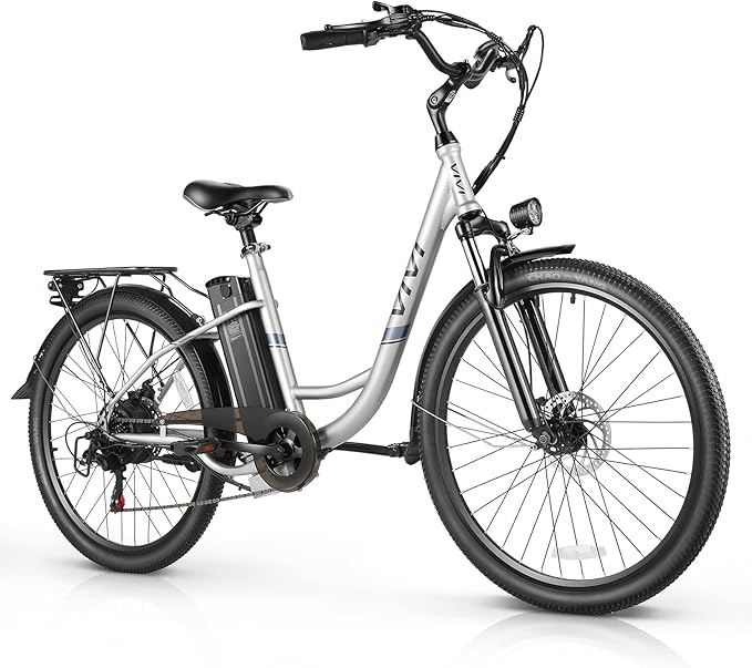 Vivi Electric Bike for Adults, 1000W Peak Ebike 26" Electric Cruiser Bike 22MPH Step Through Electric Bike with 48V Removable Battery, 7 Speed Electric City Commuter Bicycle, SGS Certified to UL2849
