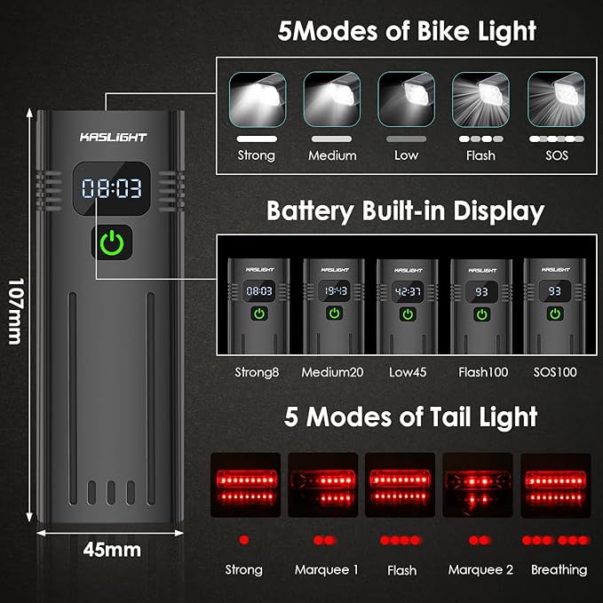 Bike Lights,Bike Light for Night Riding,10000Lumen LED Bike Headlight,Rechargeable Bike Headlight,Bright Bike Lights Front and Back with High Beam&Low Beam Light,Free Taillights