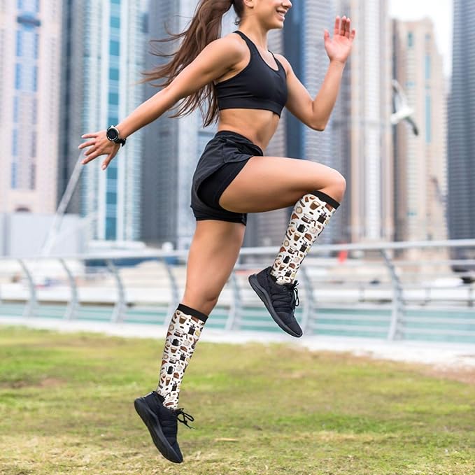bassyil Compression Socks for Women & Men Circulation 15-20 mmHg Knee High Best Support for Nurses Travel Running Athletic