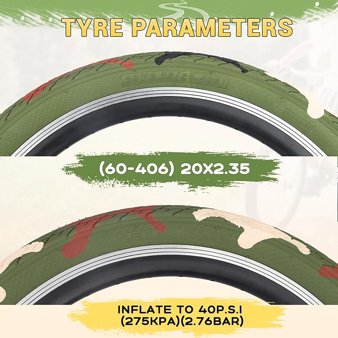 ZUKKA 20 x 2.35 Bike Tire 1/2 Pack 20 inch x 2.35 BMX Bike Tire Folding Replacement Tire for MTB Mountain Bike, BMX Bicycle Commuter Bike