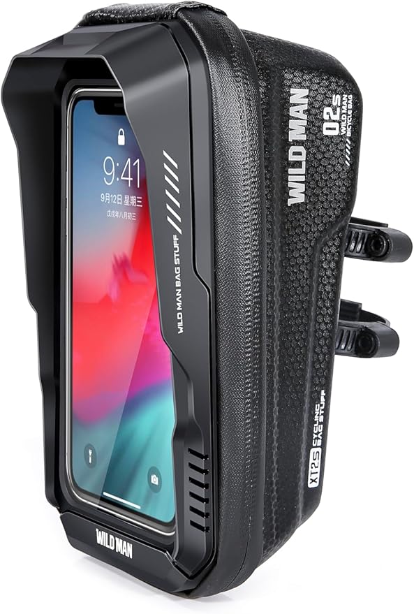 Bike Frame Bag, Bike Handlebar Bag, Waterproof Cycling Front Top Tube Pouch Pannier Bicycle Phone Mount Holder Cycle Crossbar Storage Bags for iPhone 16 15 14 13 12 11 Pro Max Smartphone Below 6.9''