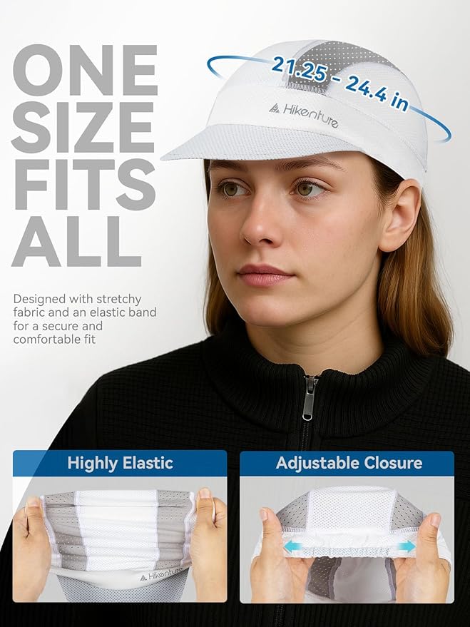 Hikenture Cycling Cap,Cooling Skull Cap Bike Hat with Sun Visor, Summer Breathable Helmet Liner Biking Cap for Men Women