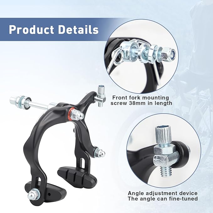 MEGHNA Bike Caliper Brake Set Aluminum Alloy Front and Rear Bike Brake Lever C Brake Set with Cables and Brake Pads Rim Brake for BMX Hybrid Bike Cruiser Bike Mountain Bike