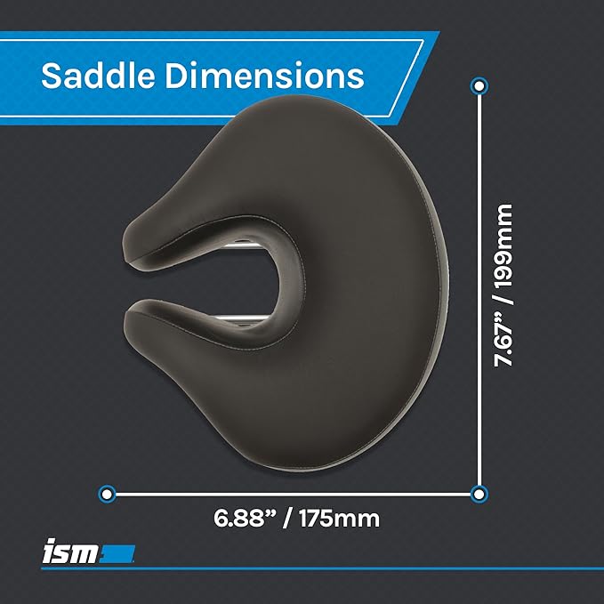 ISM Comfort Series Noseless Bike Saddle for Upright Riders - Anatomic Relief Bicycle Saddle for Hybrid, Police, Commuter Bikes, and Beach Cruisers - Wide and Thick Comfortable Bike Seat for Men/Women