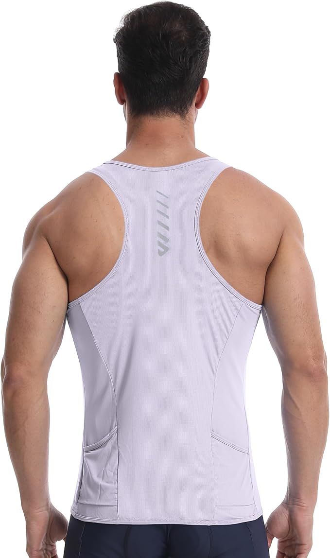 Lo.gas Sleeveless Cycling Jersey Men, Biking Base Layer Breathable and Lightweight with Back Pocket Sports Vest