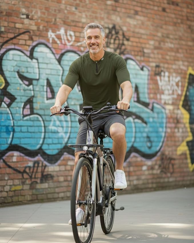 Wulibike Cycling Jersey Men Short Sleeve, Road Bike Shirts 1/4 Zipper with Pockets, Bicycle Clothing Breathable Quick Dry