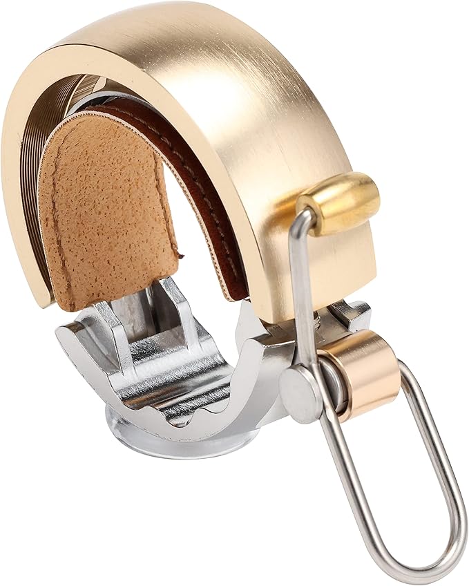 KNOG Bicycle Bell Luxury Model Large (Inner Diameter: 0.9-1.2 inches (23.8-31.8 mm) Comfortable Tone Leather Shim Brass Hammer CNC Cutting [Oi Luxe Large] Ring Type
