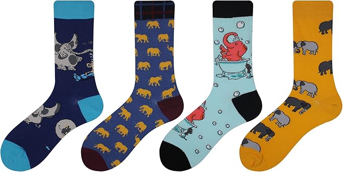 Cansok Men's 2/4 Packs Fun Crazy Novelty Dress Crew Socks