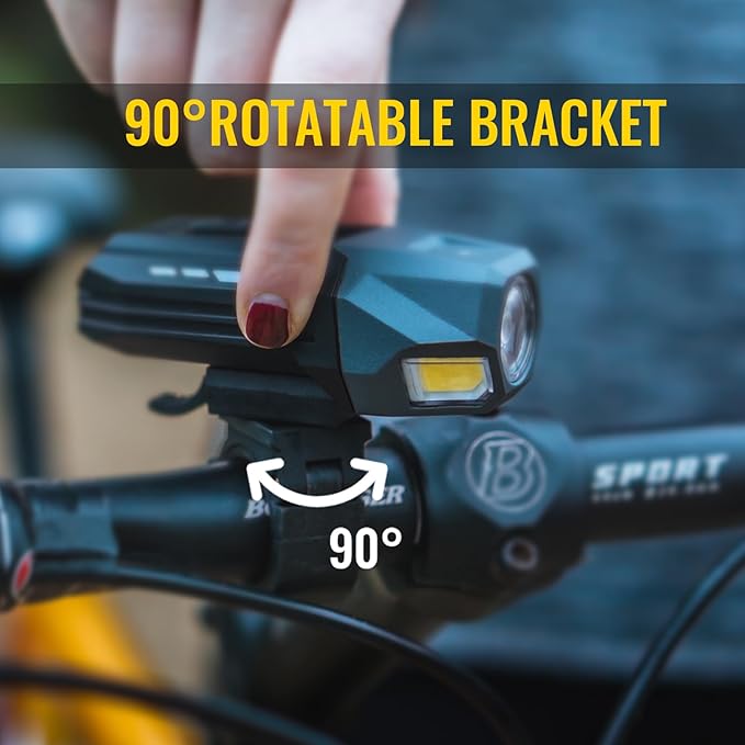 Bike Light Set, Rechargeable Bicycle Lights for Night Riding Front and Rear, Powerful Waterproof Bike Headlight, Easy to Install for Men Women Kids Road Mountain Cycling