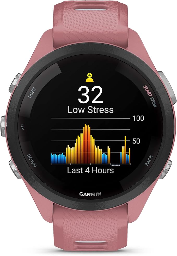 Garmin Forerunner 265S Advanced Multisport Touchscreen Smartwatch, Pink | Heart Rate Monitor, Training Stats, Daily Suggested Workouts, Up to 15 Day Battery Life with Signature Series Charging Bundle