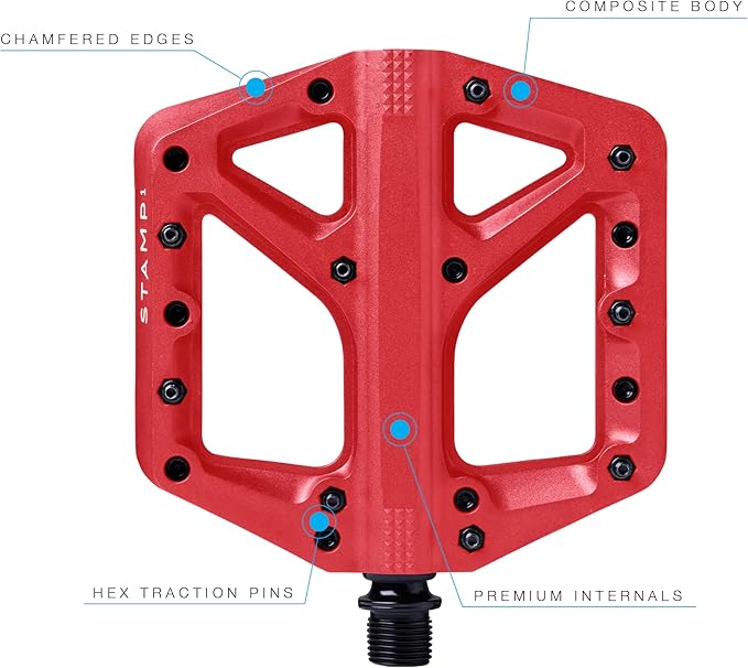 Crankbrothers Stamp Flat MTB Pedals - Size-Specific, Lightweight, Versatile, Durable Bike Pedals
