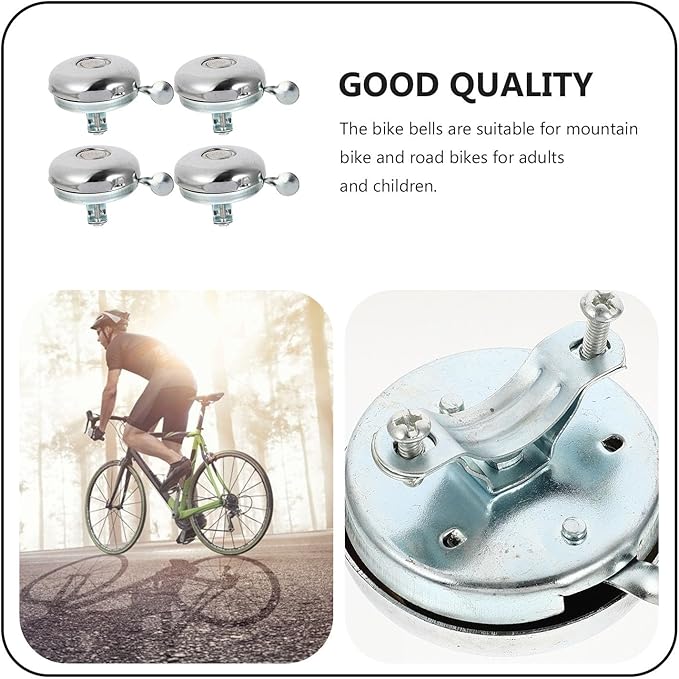 POPETPOP Vintage Bike Bell 4pcs Set 58mm Metal Cycling Handlebar Bells with Loud Alarm Sound for Riding Safety