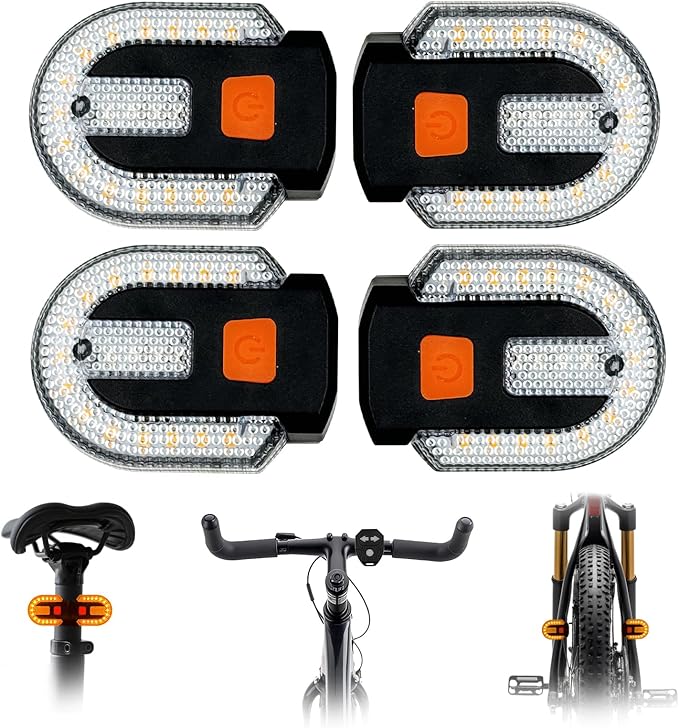 Bike Tail Light with Turn Signal, Bicycle Turn Signals Rear Bike Light Remote Control USB Rechargeable Split 5 Modes Waterproof Bike Taillights Can be Mounted on Front and Rear (4 PCS)