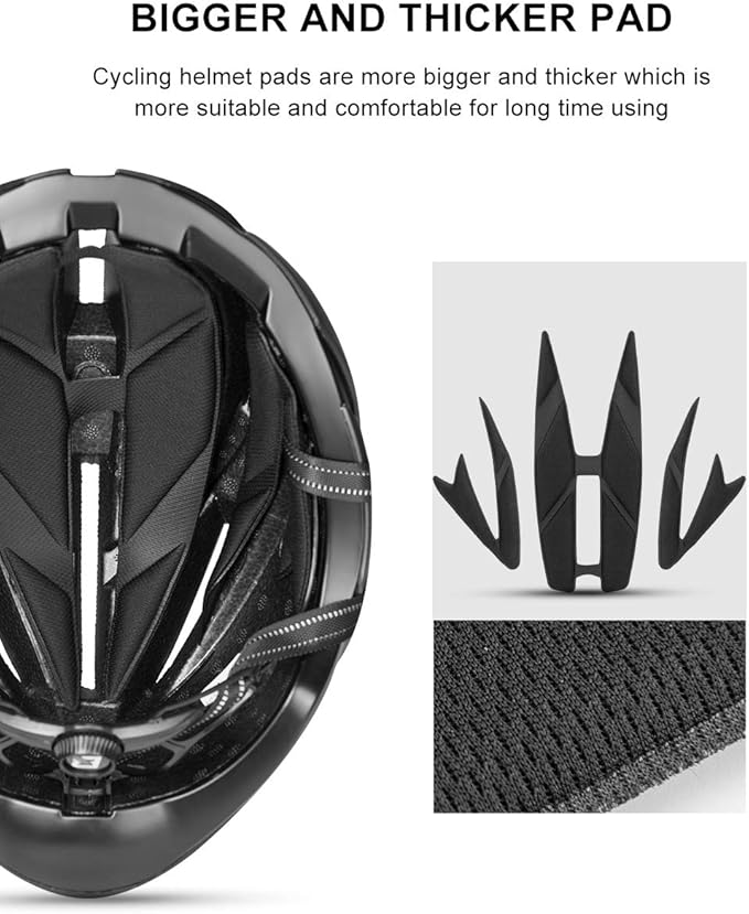 ROCKBROS Adult Bike Helmet Streamlined Aerodynamic, Comfortable Y - Shaped Strap Cycling Helmet for Men Women (58-62 cm) Reflective Adjustable Webbing for Road & Mountain Biking
