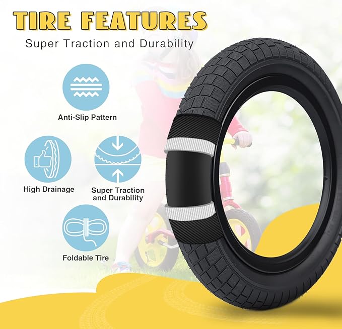 12/16/20x2.125 Bike Tires 1/2 Pack 12/16/20 Inch Kids Folding Replacement Tire/Tube Suitable for Tires 12/20x2.1 12/16/20x2. 125 12/20x2.25, Multiple Colors