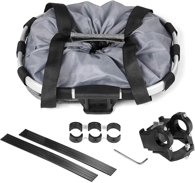 Lixada Bike Basket, Small Pet Cat Dog Carrier Bicycle Handlebar Front Basket Folding Detachable Removable Easy Install Quick Released Picnic Shopping Bag, Max. Bearing: 11lbs
