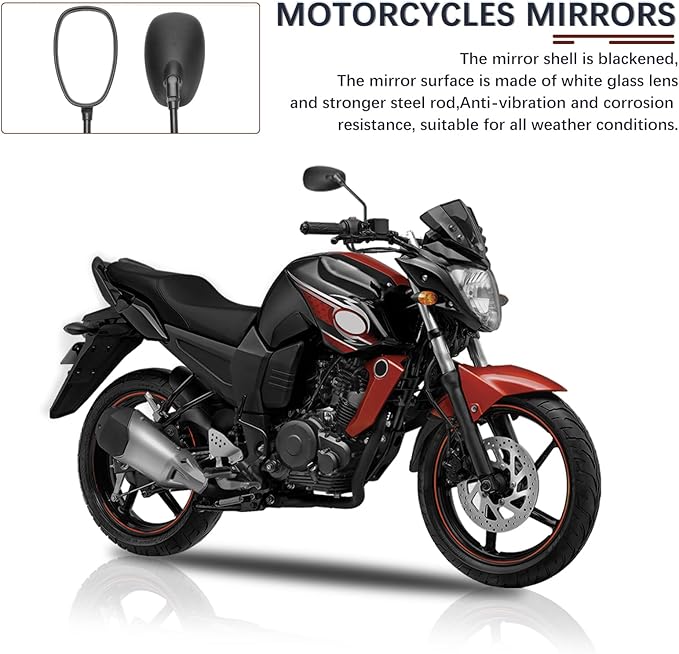 DREAMIZER Black Motorcycle Mirrors for Handlebars 10MM Handlebar Side Mirrors with Clamp Mount Compatible with M109 Valkyrie Road Star V Star XVS XSR VRZ 1800 - Oval