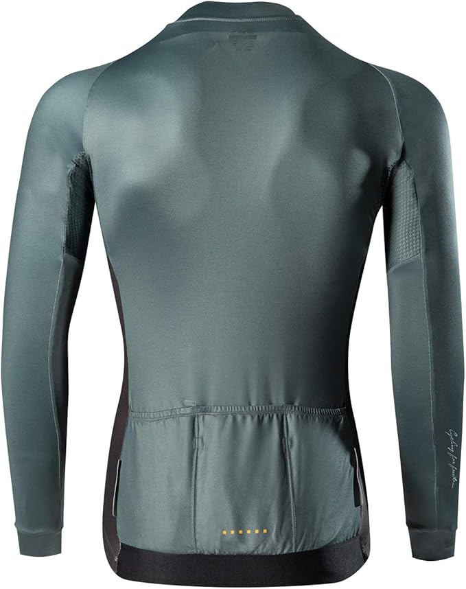 Santic Cycling Jersey Men's Long Sleeve Bike Reflective Full Zip Bicycle Shirts with Pockets