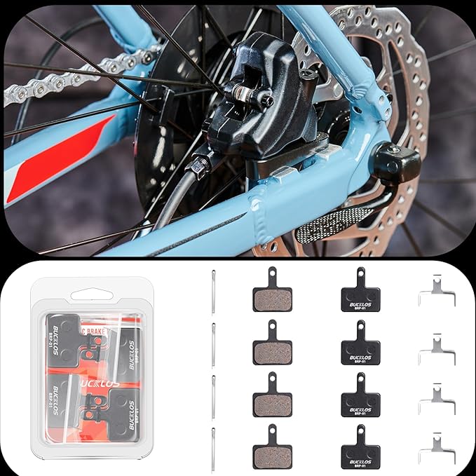 BUCKLOS Bike Disc Brake Pads for TRP Tektro Shimano MT200 Deore Br-M575 M525 M515 T615 T675 M505 M495 M486 M485 Ridstar Q20,Bicycle Disk Brakes Pads for Mountain Bike/Electric Bike/Road/Scooter/Ebike