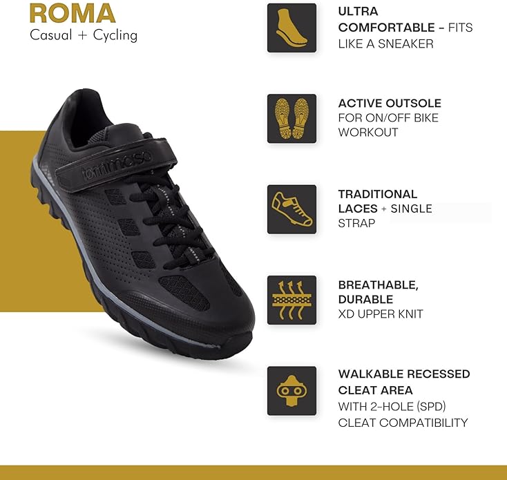 Tommaso Mens Cycling Shoes – SPD Compatible Outdoor, MTB, Gravel & Mountain Bike Shoes – Walkable Design – Cleats Not Included