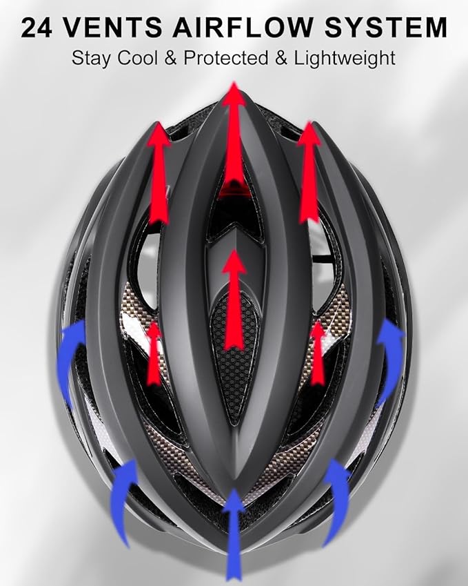 KINGBIKE Bike Helmet for Adult Men Women Youth Road Commute Mountain Cycling Helmets with USB Rechargeable Light Replaceable Padding and Visors Lightweight 20.4-23.6in