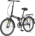 24 inch Folding Bike Single Speed V Brake City Commuter Bicycle with Mudguard for Men Women Daily Commuting