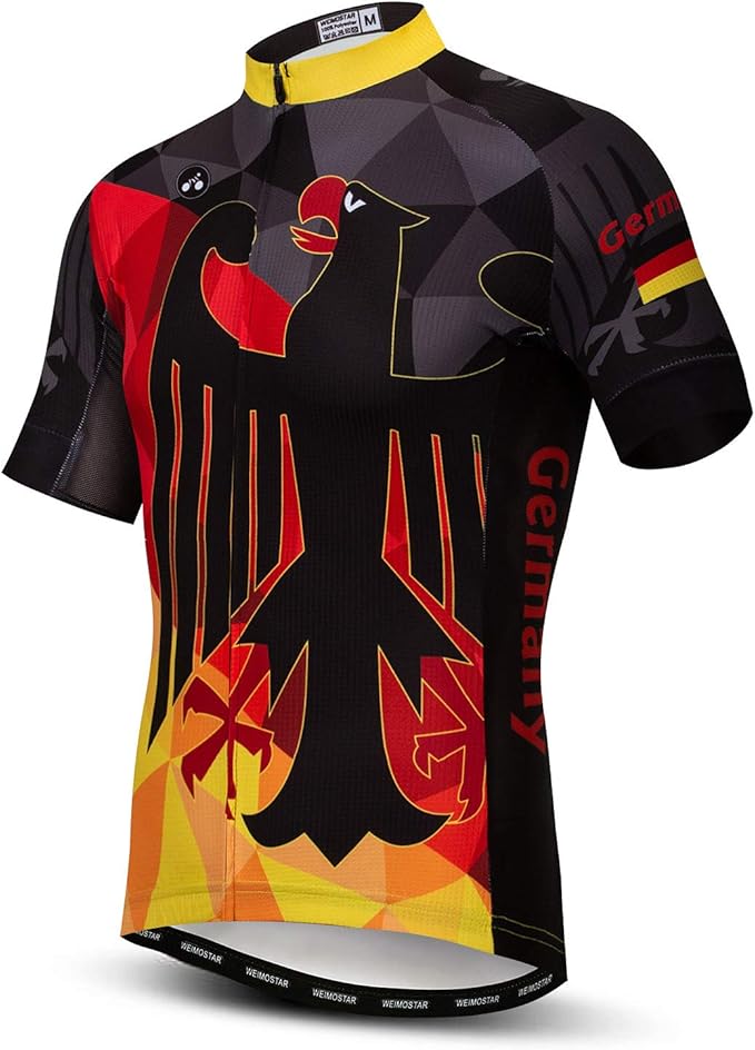 Men Cycling Jersey Skull Bike Short Sleeve Tops Quick-Dry Reflective 3-Pockets S-3XL