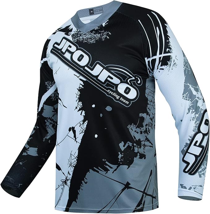 JPOJPO Men's Mountain Bike Jersey Long Sleeve MTB Off-Road Racing Downhill Motocross Shirts Quick Dry&Moisture-Wicking Tops