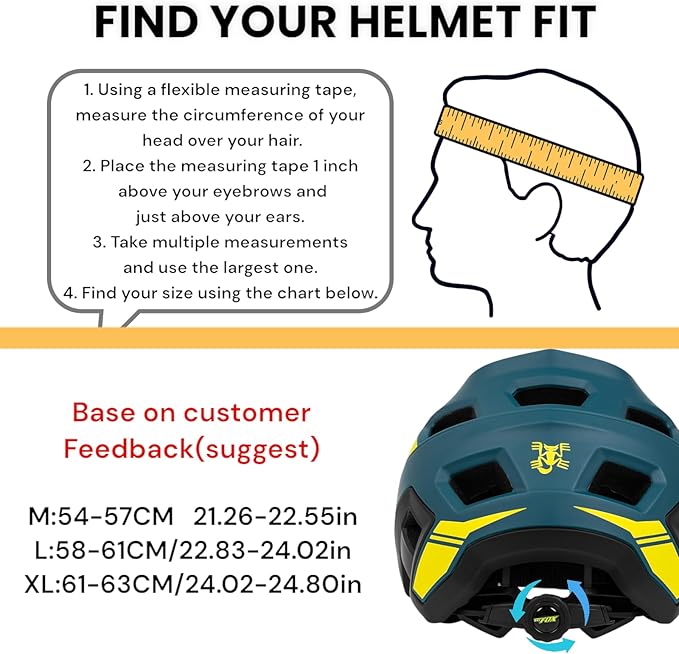 BATFOX Bike Helmet,Mountain Bike Helmet Helmets for Men Women Adults Youth