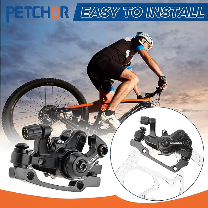 Mechanical Disc Brake Set, 1 Pair Front & Rear Calipers for MTB, Road, Folding Bikes, Aluminum Alloy Dual Piston Design, Includes Mounting Adapter