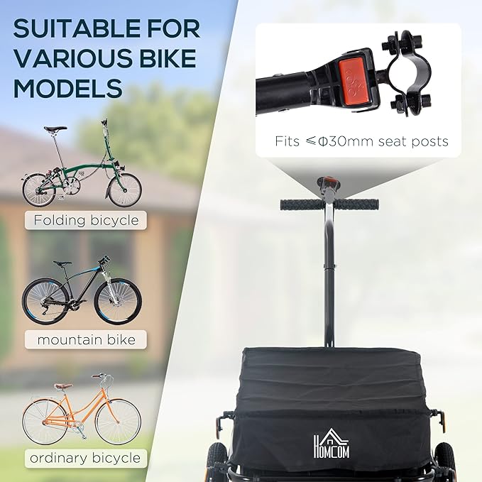 Bike Cargo Trailer with Removable Waterproof Cover and Box– 88 lbs Capacity, Bicycle Trailer w/16 Wheels and Safe Reflectors