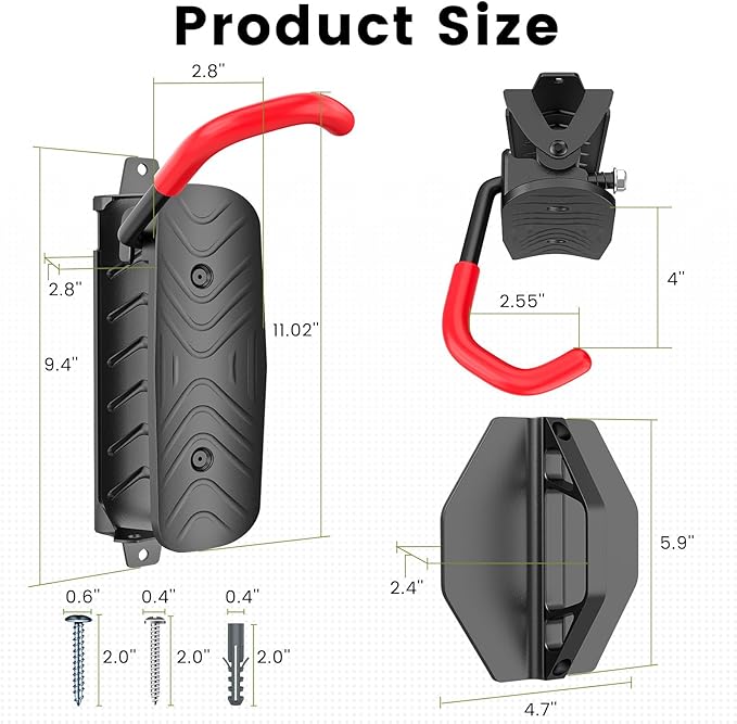 Housolution Swivel Bike Wall Mount [1 Pack], 150° Swivel Holds up to 66lbs Vertical Bike Rack Wall Hanger, Bike Hangers for Garage, Mountain Bike Wall Mounts, Bicyckle Storage Rack for Garage