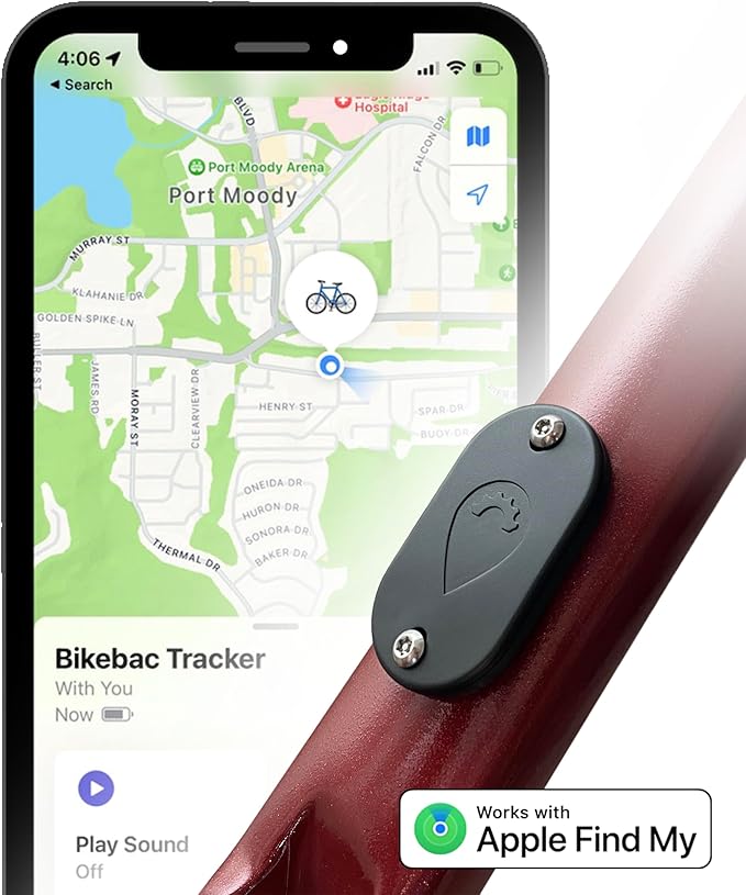 Tracker - Bike Tracker with Apple Find My - Global GPS Location on iPhone, iPad, Mac & Apple Watch - Waterproof